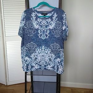 INC Blue & White Top 2X